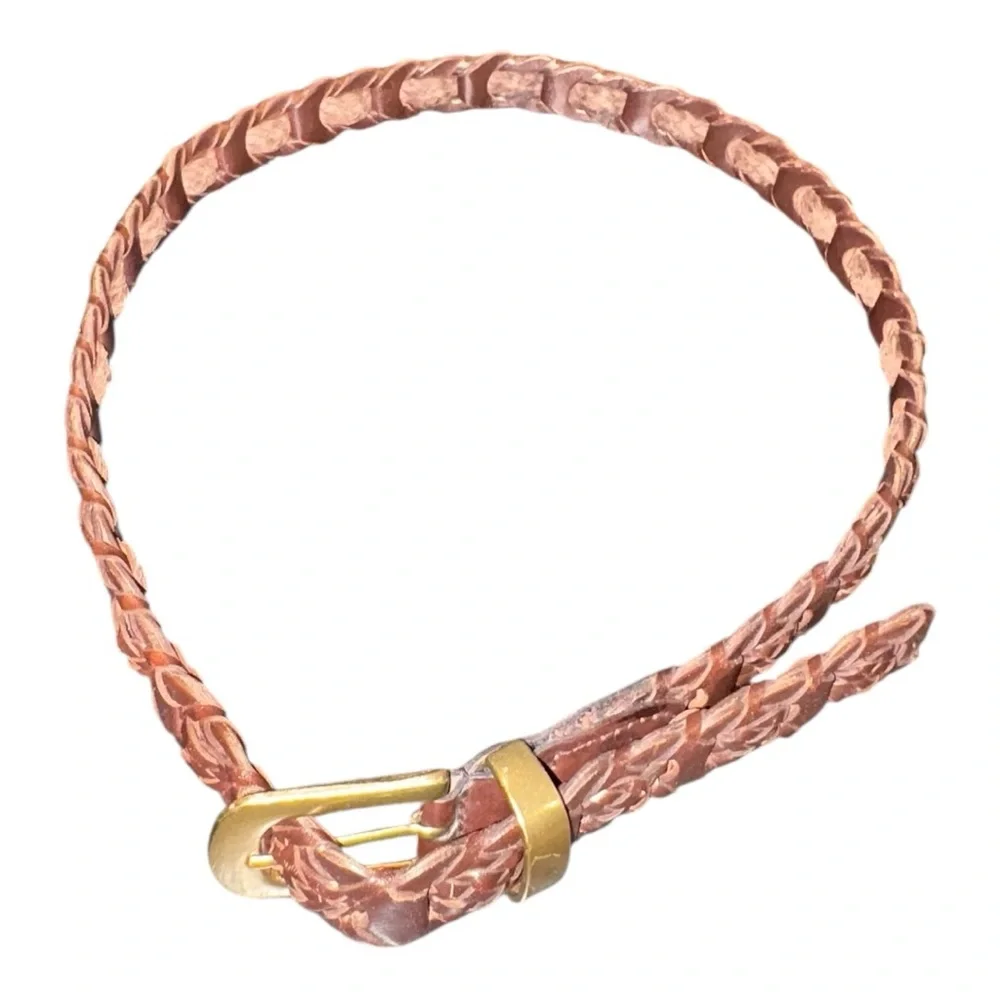 Amiee Lynn Braided Leather Belt Brown w/Brass Buckle Unisex M/L BJ2
